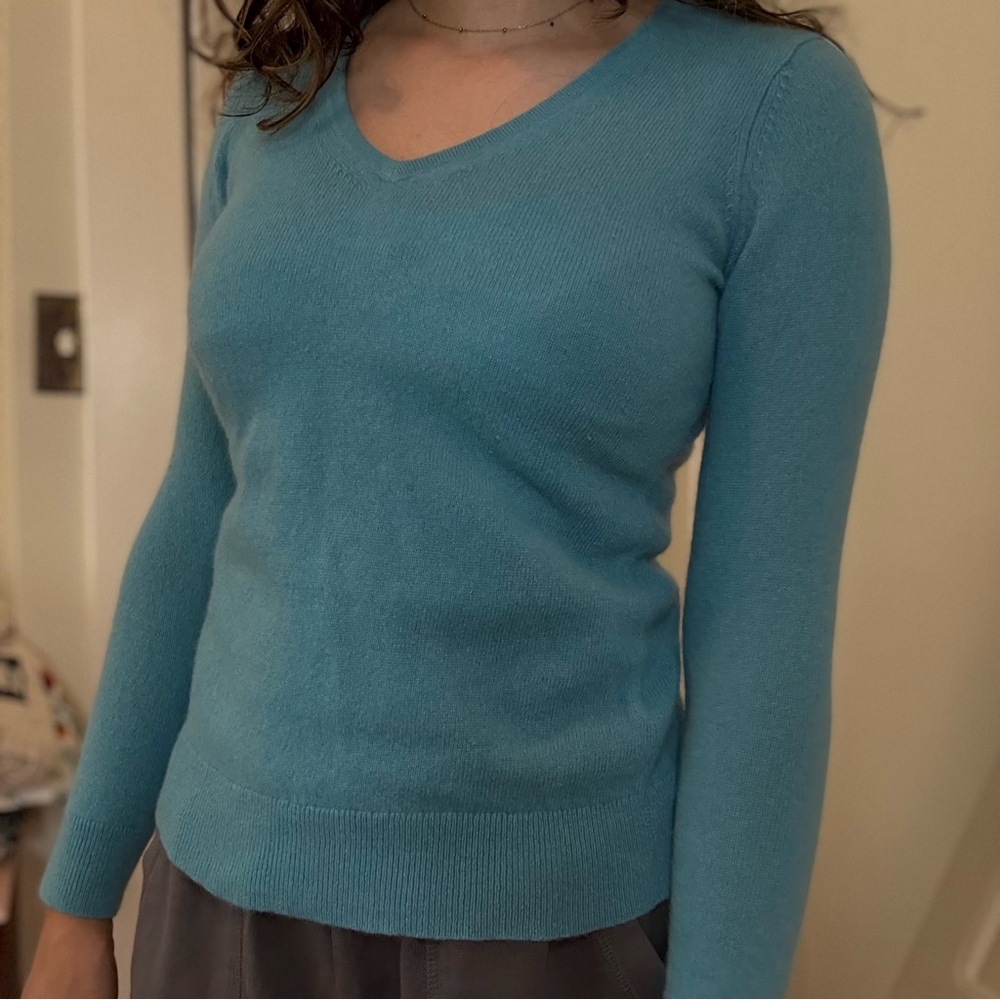 Charter Club Teal V-Neck Sweater